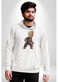 Resim Bebek Groot Guardians Galaxy Kadın Erkek Beyaz Kapüşonlu Sweatshirt Hoodie Beyaz 