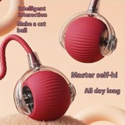 Resim Çizgili yuvarlanan top ile etkileşimli bir kedi oyuncağı, USB şarj edilebilir otomatik dönen top, kedileri kışkırtmak için plastik malzeme, çeşitli cins ve boyutlarda kediler için uygun, lityum polimer pil, 36V veya daha düşük voltaj, USB şarj 
