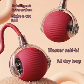 Resim Çizgili yuvarlanan top ile etkileşimli bir kedi oyuncağı, USB şarj edilebilir otomatik dönen top, kedileri kışkırtmak için plastik malzeme, çeşitli cins ve boyutlarda kediler için uygun, lityum polimer pil, 36V veya daha düşük voltaj, USB şarj 