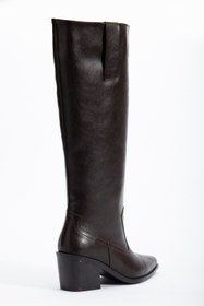 Resim DENORA Acı Kahve Mat Deri Düz Binici Western Kovboy Bot Çizme 