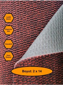 Resim Bordo Mısır Patlağı Desenli Sentetik Halı, Kaydırmaz Tabanlı Zemin Kaplama Ürünü, 2x14 Metre 