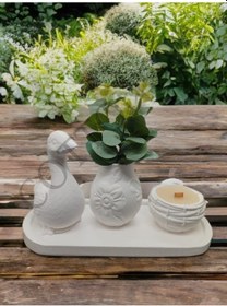 Resim Cottonova C48 Dekoratif Vazo, Mumluk Ve Ördek Figürü 