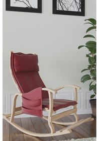 Resim Mobildecoaş Mobildeco Sultan Ahşap Sallanan Sandalye Bordo (Doğal) Bordo 