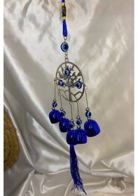 Resim Deprem Zili Çanı Duvar Rüzgar Çanı Zili Feng Shui Ejderha Yılı Koruyucu Hayat Yaşam Ağacı Telkari 5 Çanlı Nazar Boncuğu Objeli 