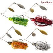 Resim Tika Spor 2 adet/4 adet Spinner Baits Bass Balıkçılığı için Çok Renkli Setler Tek Colorado Bıçağı Çift Willow ve Colorado Bıçakları Silikon Hubbed Skirt ile Bass Spinner Baits 1/4oz'da Mevcut 