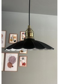 Resim Risso Siyah Metal Avize Tekli Lale Başlık Mutfak Modern Dekoratif Sarkıt Aydınlatma Siyah 