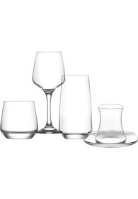 Resim UltraMint Şık 30 Parça Çeyiz Seti, Cam Takım, Çay, Kadeh ve Meşrubat Bardakları 