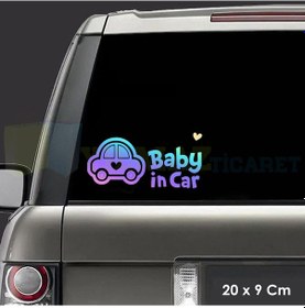 Resim Kalp Araba Arabada Bebek Var Hologram Oto Sticker Araba Çıkartma 