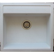 Resim Nokta Granit Quartz Eviye Tek Gözlü Hareli Beyaz Mutfak Eviyesi 