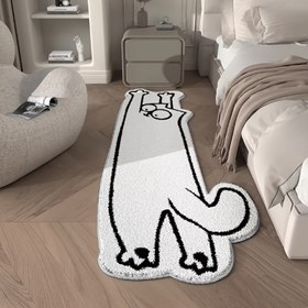 Resim 1 Adet Uzun Paspas - Sevimli Yürüyen Kedi Tasarımı, Yatak Odası ve Banyo için Yumuşak Polyester Yer Matı, Giriş Alanı İçin Kolay Elde Yıkama, Küçük Mekanlar için Evcil Hayvan Dostu Mat, Oyunsever Kedi Desenli, Kir Dirençli Malzeme, Çizgi Film Deseni, Apartman Dekoru 