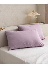 Resim Madame Coco Manon %100 Pamuk Ranforce Düz 2'li Yastık Kılıfı Seti Açık Mürdüm 