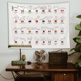 Resim All Tracks / Formula 1 Pistleri Duvar Örtüsü - Siyah / 160 cm x 220 cm 