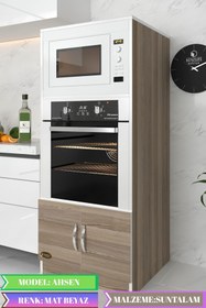 Resim Kenzlife Ankastre Fırın Dolabı Ahsen crd 144(Y)*60(G)*56(D) Mutfak mikrodalga mat cordoba suntalam 