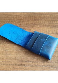 Resim Sumerian Leather Craft Minimalist Deri Kartlık Mavi Anahtarlık Hediye Mavi 