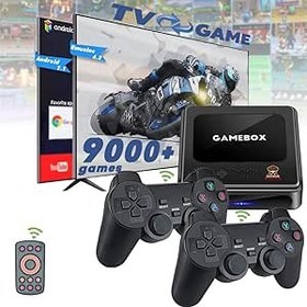 Resim G10 Retro Oyun Konsolu TV HD Çıkışı Tak ve Çalıştır Oyun Konsolu Video Oyun Konsolu Android TV ve EmuELEC Önceden Yüklenmiş Sistem 2 Kumandalı 64 GB 
