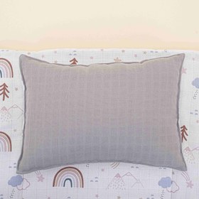 Resim Alt Açma Matı ve Yastık - Çift Taraflı - Gri Muslin - Pastel Gökkuşağı 