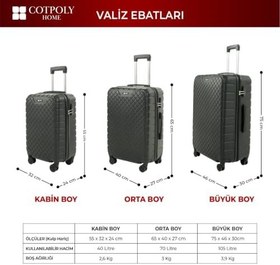 Resim COTPOLY Diamond 2'li Bavul Seti, 2'li Seyahat Bavul Seti, ABS Valiz Seti (Siyah-Large&Medium) 