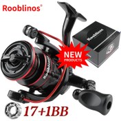 Resim Rooblinos Ağır Hizmet Tipi Döner Balık Makarası, 17+1 BB Sistemi, Kolay Değiştirilebilen Fren Sistemi, Ergonomik Tutma Kulpu ve Alüminyum Gövde - Büyük Kapasiteli İplik, Çalışkan Torklu Deniz/Tatlı Su Avı için İdeal (Levrek, Forel, Turna, Somon, Tonbalığı, Uskumru) 