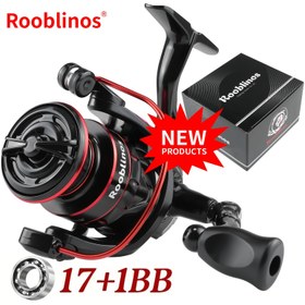 Resim Rooblinos Ağır Hizmet Tipi Döner Balık Makarası, 17+1 BB Sistemi, Kolay Değiştirilebilen Fren Sistemi, Ergonomik Tutma Kulpu ve Alüminyum Gövde - Büyük Kapasiteli İplik, Çalışkan Torklu Deniz/Tatlı Su Avı için İdeal (Levrek, Forel, Turna, Somon, Tonbalığı, Uskumru) 