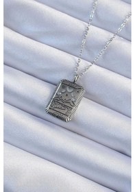 Resim 316l Çelik Zincir Eskitme Gümüş Renk Ay Figürlü Tarot Kolye Çok Renkli 