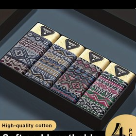 Resim 4'lü Paket Erkek Boxer Külot, Hafif Lüks Moda, Etnik Desenli Rahat Nefes Alabilir İç Çamaşırı, Rahat İç Çamaşırlar,Boş Zaman Giyimi,Moda İç Çamaşırı,Şık Boksör Külotlar,Premium Kalite,Hafif İç Çamaşırı,Baskılı Boxerlar,Rahat Oturuş,Ofis Günlük,Genç Yetişkinler 
