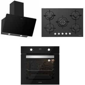 Resim Silverline BO6502B02 - CS5365B01 - 3457 Soho 60 Siyah Cam Ankastre Set 