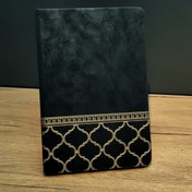 Resim Gold İşlemeli Siyah Deri Defter 