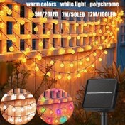 Resim Güneş Enerjili Dış Mekan Dekoratif Dize Işıkları, 20led/50led/100led, 8 Mod - Bahçe, Patio, Balkon, Düğün ve Noel Süslemesi için Su Geçirmez Güneş Kristal Top Işıkları - Sıcak, Beyaz, Renkli Işık Seçenekleri 