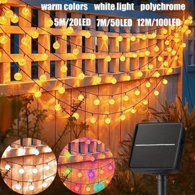 Resim Güneş Enerjili Dış Mekan Dekoratif Dize Işıkları, 20led/50led/100led, 8 Mod - Bahçe, Patio, Balkon, Düğün ve Noel Süslemesi için Su Geçirmez Güneş Kristal Top Işıkları - Sıcak, Beyaz, Renkli Işık Seçenekleri 