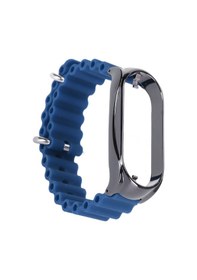 Resim Koruyucu Paslanmaz Çelik Tamponlu Yumuşak Saat Kılıfı Mi Band 7 Midnight Blue'ya Uygundur 