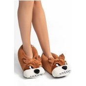 Resim Twigy Kızgın Hayvanlı Garson Boy Kadın Panduf - Kahverengi YY0263 