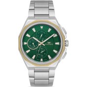 Resim Ferro FM11590AWT-D6 Quartz Çelik Gri Yeşil Kadran 44 mm Erkek Kol Saati 
