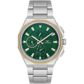 Resim Ferro FM11590AWT-D6 Quartz Çelik Gri Yeşil Kadran 44 mm Erkek Kol Saati 