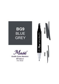 Resim Çift Uçlu Marker Grafik Çizim Kalemi Bg9 Mavimsi Gri 
