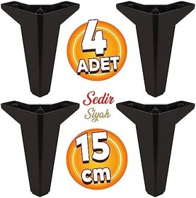 Resim Badem10 Sedir Lüks Mobilya Kanepe Sehpa TV Ünitesi Koltuk Ayağı 15 cm Siyah Baza Ayak (4 ADET) 