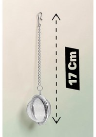 Resim Paslanmaz Çelik Çay Filtresi Demleme Süzgeci Pratik Çay Süzdürme Aleti Zincirli Süzgeç Metalik Gri 
