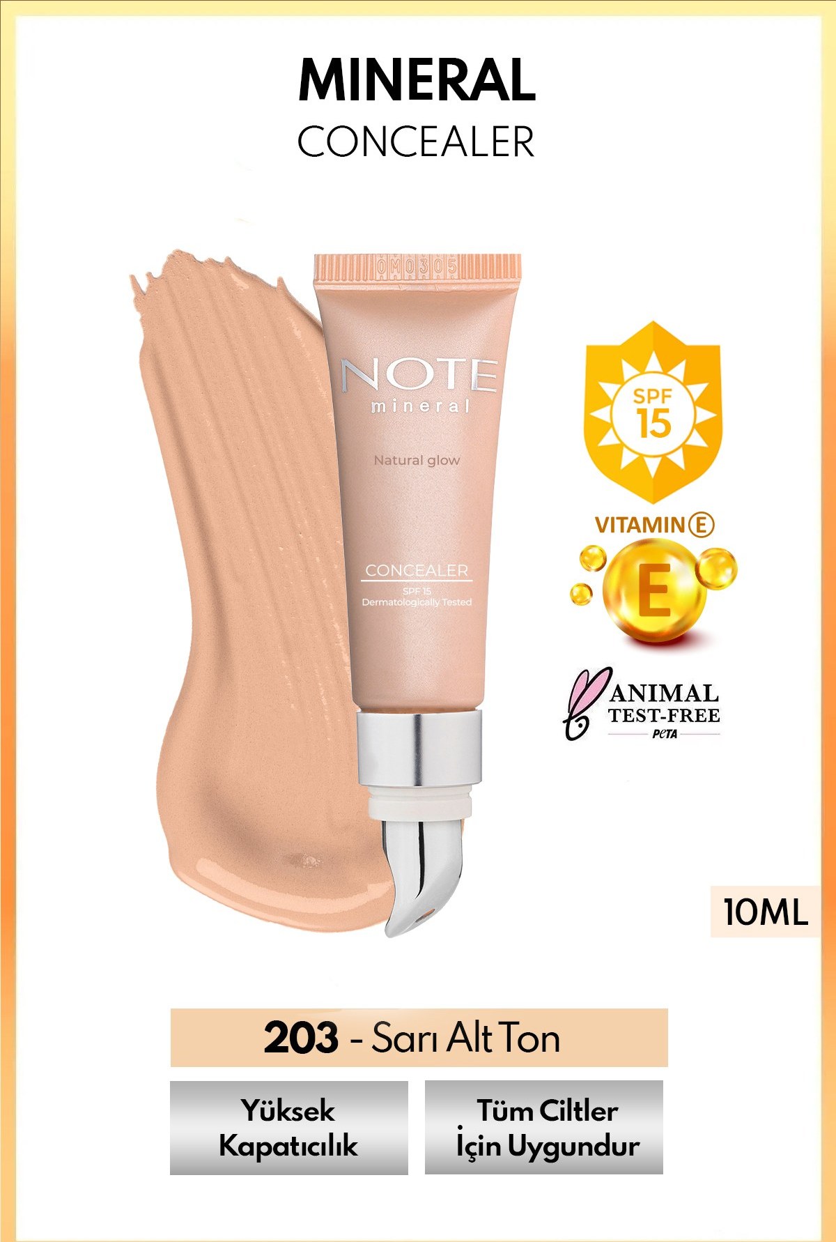 Note Cosmetique NOTE Mineral Concealer Spf 15 Yoğun Kapatıcı Metal Başlıklı Göz Altı Kapatıcısı - 203 Orta Koyu Fiyatı ve Özelliklerı - Badem
