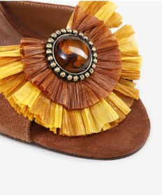 Resim Yargıcı Rafya Aksesuar Detaylı Topuklu Sandalet Kiremit 