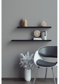 Resim Yankı-BYEG 2li 50 cm 60 cm Mat Siyah Mdf Duvar Rafı Kitaplık 