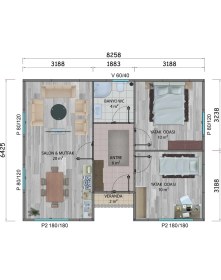 Resim Sismik Prefabrik 52 M2 Prefabrik Ev 