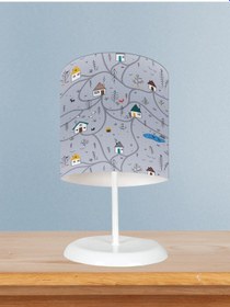 Resim Mekta Home Bebek Ve Çocuk Odası Küçük Evler Ve Yol Desenli Abajur 