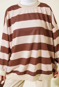 Resim VOLT CLOTHİNG Kadın Yatay Çizgili Oversize Tunik 