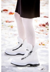 Resim Kiko Kids 250 Rugan Çatlak Fermuarlı Kız Çocuk Bot Ayakkabı Beyaz 