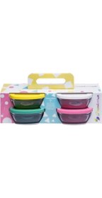 Resim Paşabahçe Pudding Silikon Kapaklı Cam Saklama Kabı 4 Lü Kahvaltılık 11 Cm 96840 