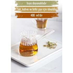 Resim Isıya Dayanıklı Ocakta Kullanmaya Uygun Lüks Borusilikat Cam Cezve 400 Ml 