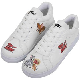 Resim Dogo Kadın Vegan Deri Beyaz Sneakers - Warner Bros Tom ve Jerry Tasarım 