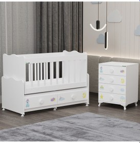 Resim Elegant Mdf Çıtalı Beşik + Şifonyer - Uykucu Beyaz 