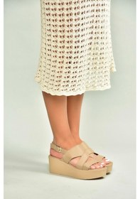 Resim Fox Shoes U555750203 Bej Hakiki Deri Dolgu Topuklu Kadın Ayakkabı Bej-hakiki Deri 