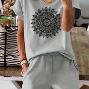 Resim Kadınlar için Fajing Seti, Kısa Kollu Tişört ve Yüksek Bel Şorttan Oluşan İki Parçalı Günlük Takım, Eğik Cep, Polyester Lif, Makinede Yıkanabilir 