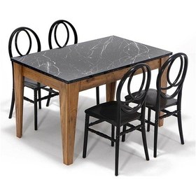 Resim Avrupa Phoenix Mutfak Masa Takımı 1 Masa 4 Sandalye - Siyah 